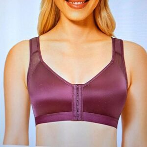 Delimira Bra X-Shaped Back Support Posture Sports Front Closure Wire Free 46DD